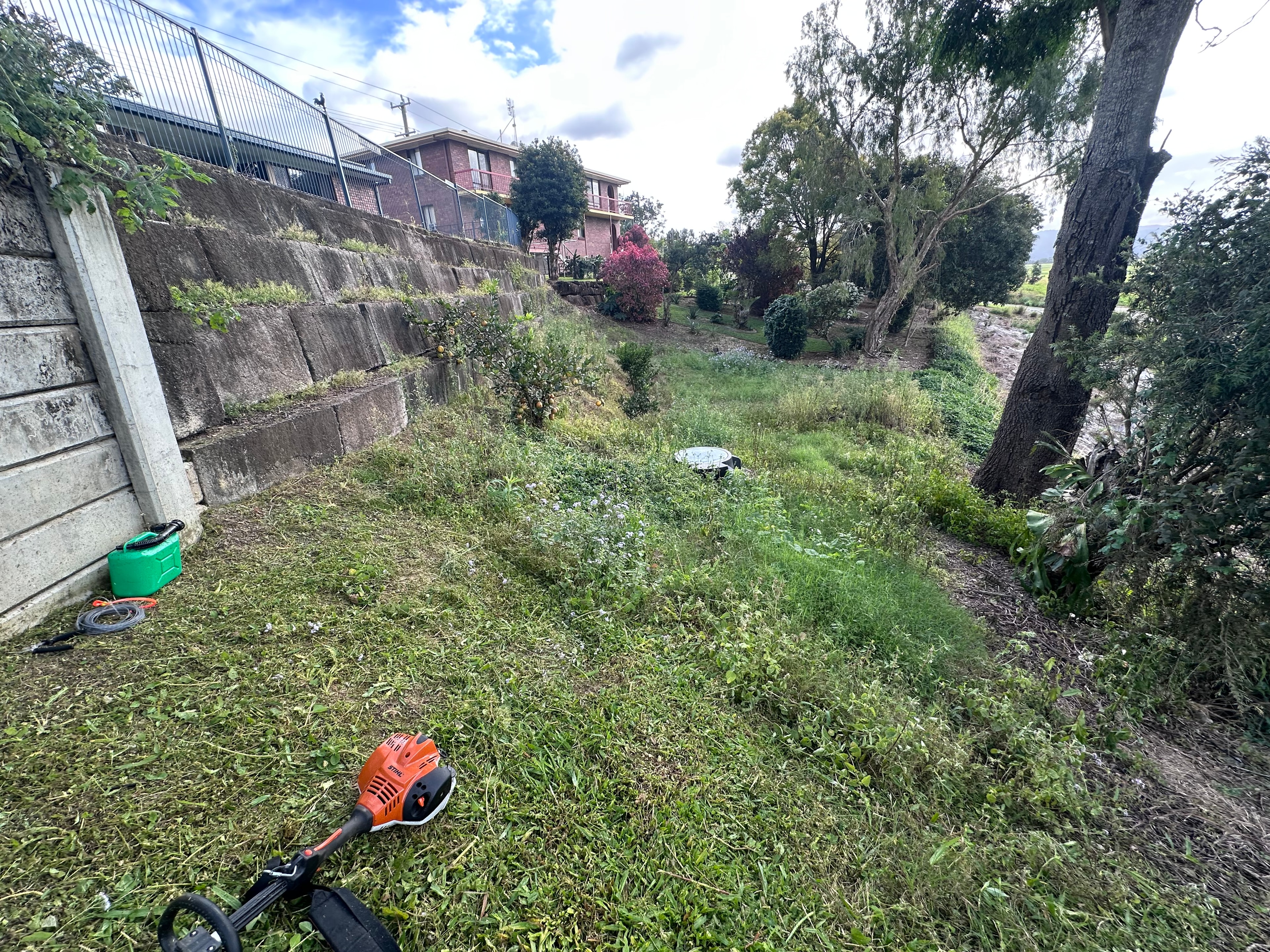 Brush cutting: Retaining Wall
